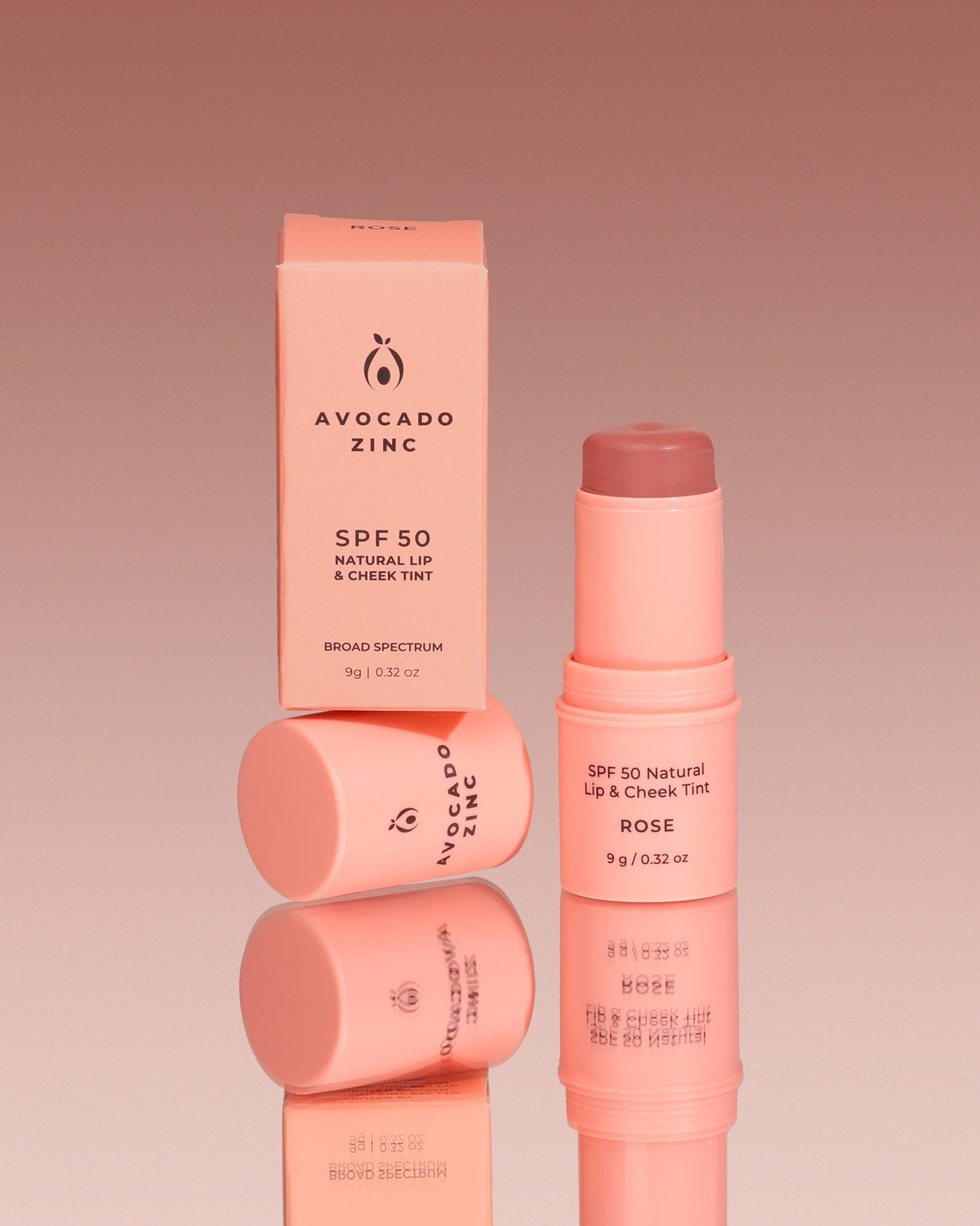 Avocado Zinc - SPF 50 Natural Lip &amp; Cheek Tint - Rose