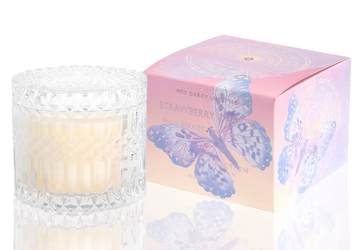 Candles | Petite Strawberry Quartz Mrs Darcy WILD BERRIES + ROSEWATER