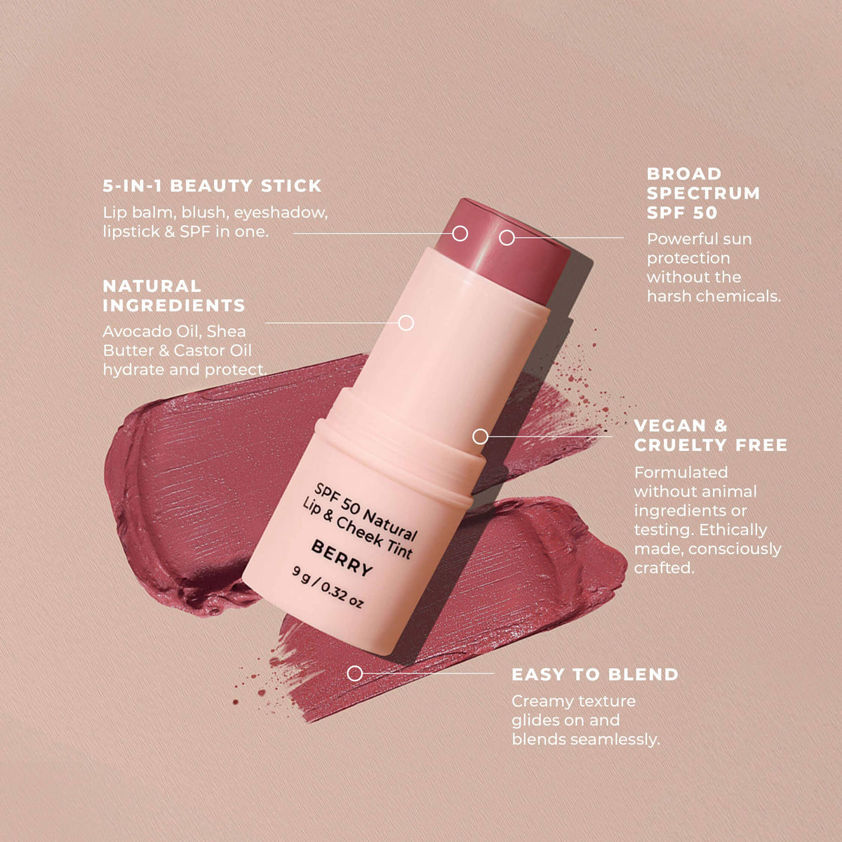 Avocado Zinc - SPF 50 Natural Lip & Cheek Tint