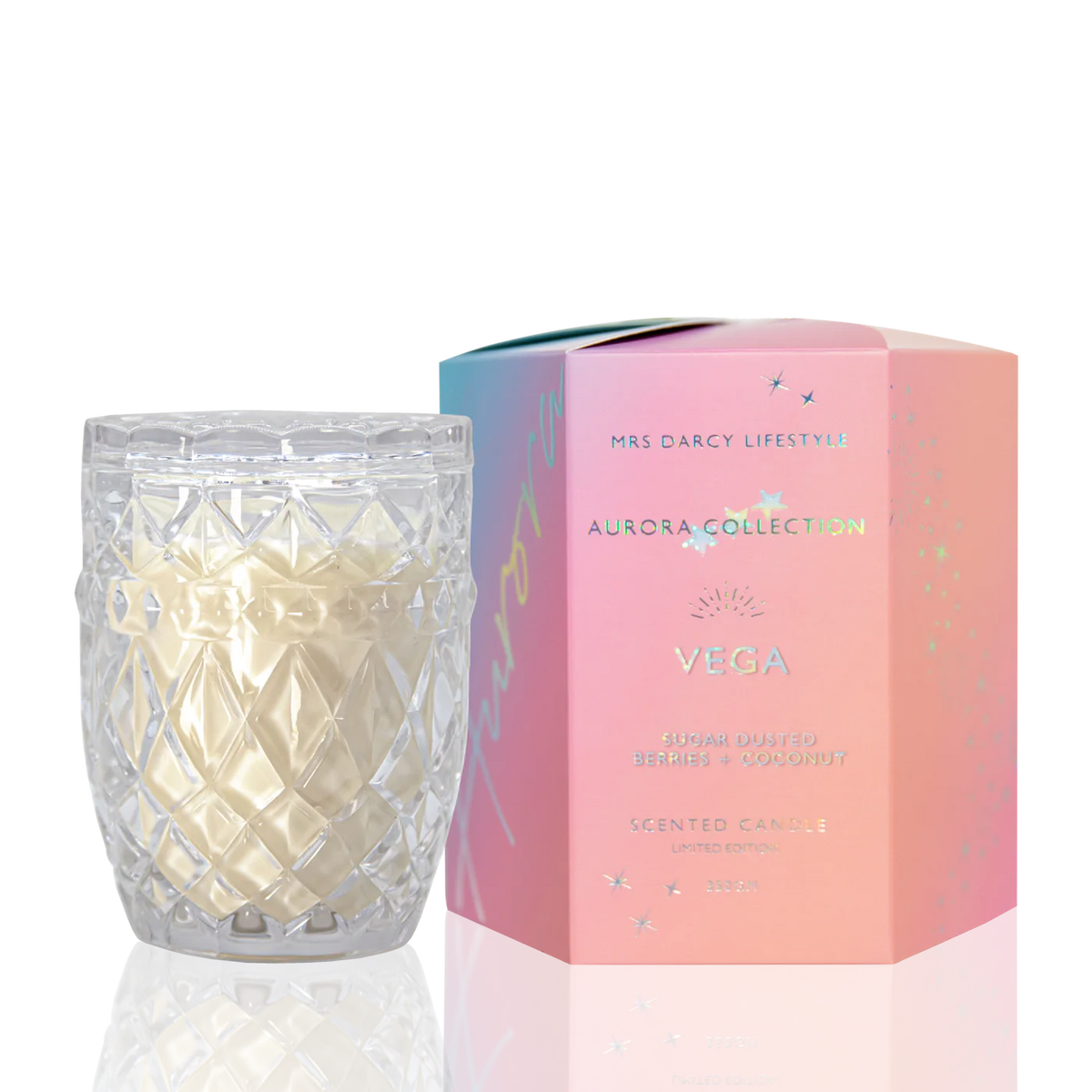 Candle | Aurora Mrs Darcy - Vega: Sugar Dusted Berries &amp; Coconut